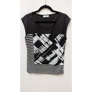 Calvin Klein Black/White Mixed Print Blouse